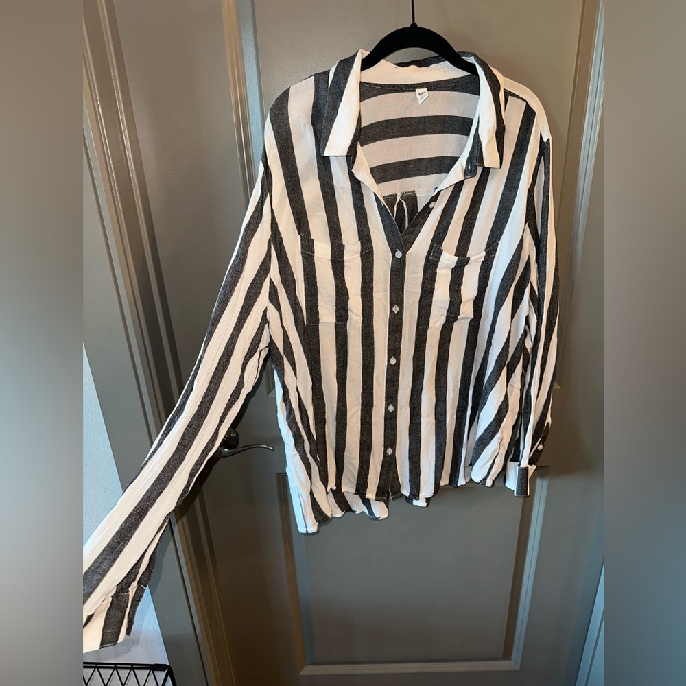 Striped long sleeve button down